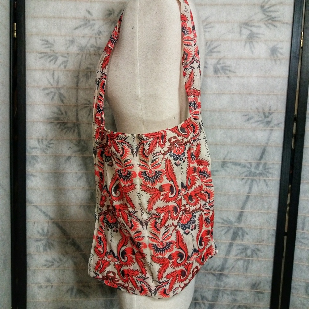 Free People Cotton Gauze Ivory Orange Shoulder Bag